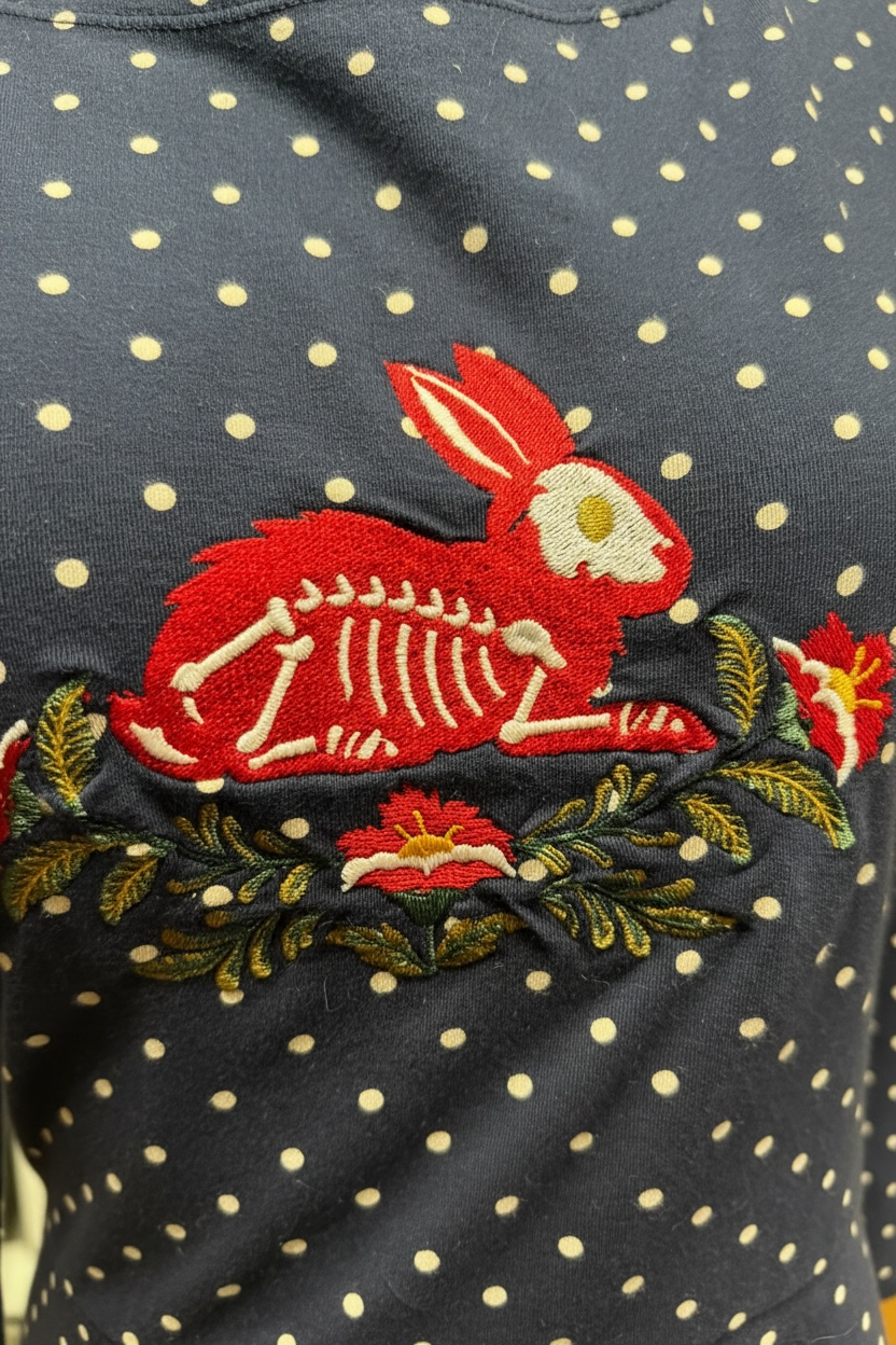 Creepy Bunny Polka Dot Dress (Size S)